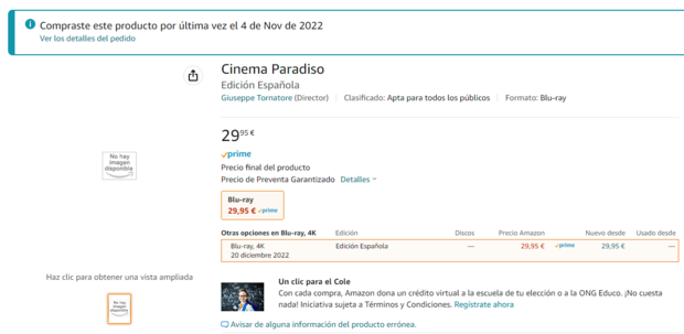 Pues al final sí.. Cinema Paradiso en 4K por parte de AC, regalito de navidad