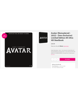 Avatar 4K Steelbook UK, Exclusiva HMV