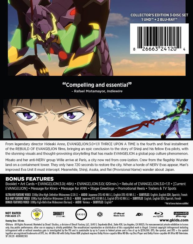 EVANGELION:3.0+1.11 THRICE UPON A TIME: Collector’s Edition 4K USA con subtitulos latinos
