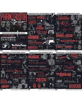 Programacion completa del Phantasma VIII Weekend of horror de Phenomena de diciembre