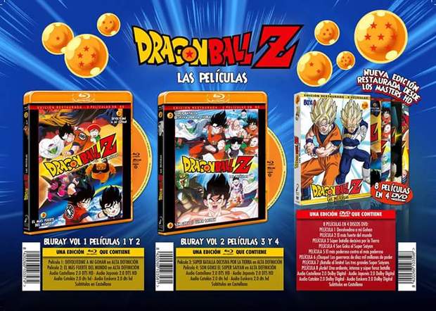 Portadas de las primeras peliculas de Dragon ball en Bluray