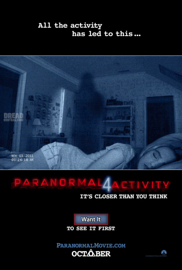 Primer Póster de 'Paranormal Activity 4'.