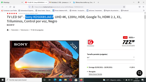 Opiniones de este modelo: TV LED 50" - Sony KD50X85JAEP