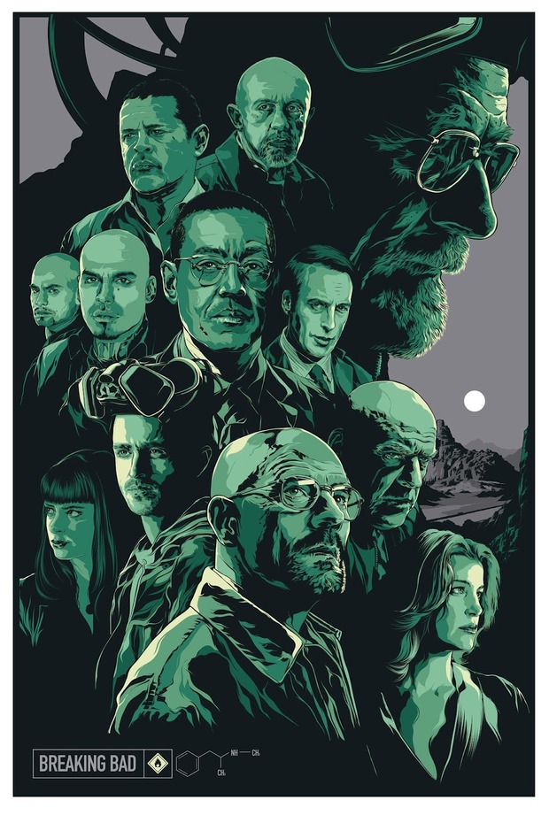 ESTUPENDA ILUSTRACION DE LA YA MITICA ,SERIE DE CULTO " BREAKING BAD"