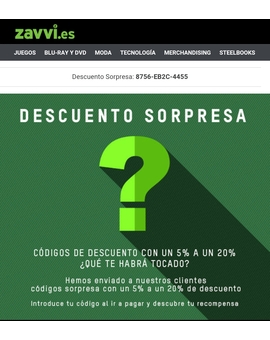 Código descuento para Zavvi, en mi caso es del 10%