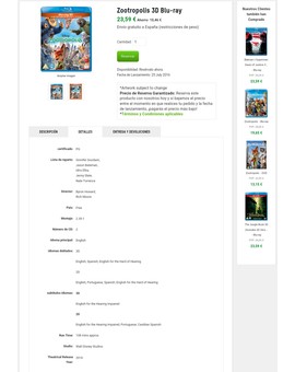 Segun los detalles Zootropolis de la edicion combo de Zavvi traen español