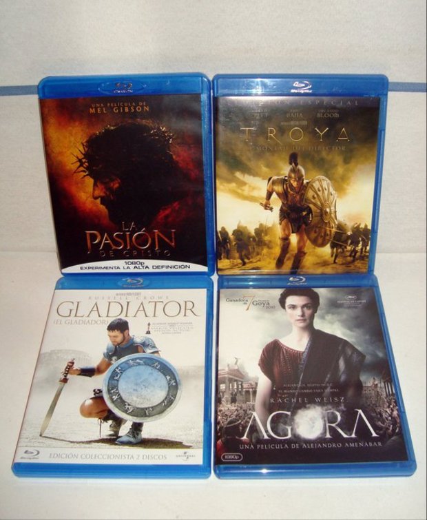 LA PASIÓN DE CRISTO, TROYA, GLADIATOR y AGORA (bluray dvdgo.com 2x1 5€ cada peli)