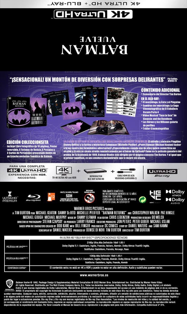 Batman Vuelve - Trasera Edición Coleccionista 4K (Custom)