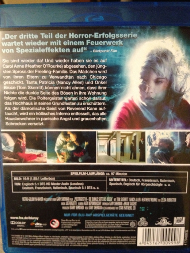 POLTERGEIST 3 -EDICION ALEMANA -TRASERA