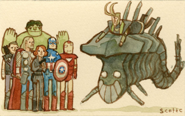 Los Vengadores (Acuarela de Scott C.)