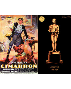 1930-31 Cimarron, ganadora del Oscar a Mejor Película y diseño de la estatuilla por el dibujante Olly Moss