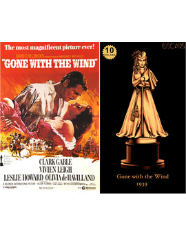 1939 Gone With the Wind, ganadora del Oscar a Mejor Película y diseño de la estatuilla por el dibujante Olly Moss