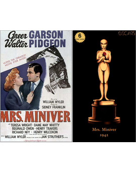 1942 Mrs. Miniver, ganadora del Oscar a Mejor Película y diseño de la estatuilla por el dibujante Olly Moss