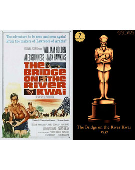 1957 The Bridge on the River Kwai, ganadora del Oscar a Mejor Película y diseño de la estatuilla por el dibujante Olly Moss