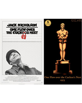 1975 One Flew Over the Cuckoo's Nest, ganadora del Oscar a Mejor Película y diseño de la estatuilla por el dibujante Olly Moss
