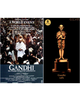 1982 Gandhi, ganadora del Oscar a Mejor Película y diseño de la estatuilla por el dibujante Olly Moss
