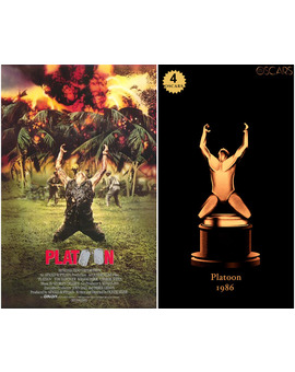 1986 Platoon, ganadora del Oscar a Mejor Película y diseño de la estatuilla por el dibujante Olly Moss