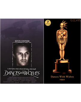 1990 Dances with Wolves, ganadora del Oscar a Mejor Película y diseño de la estatuilla por el dibujante Olly Moss