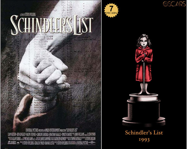 1993 Schindler's List, ganadora del Oscar a Mejor Película y diseño de la estatuilla por el dibujante Olly Moss