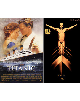 1997 Titanic, ganadora del Oscar a Mejor Película y diseño de la estatuilla por el dibujante Olly Moss