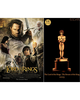 2003 The Lord of the Rings. The Return of the King, ganadora del Oscar a Mejor Película y diseño de la estatuilla por el dibujante Olly Moss