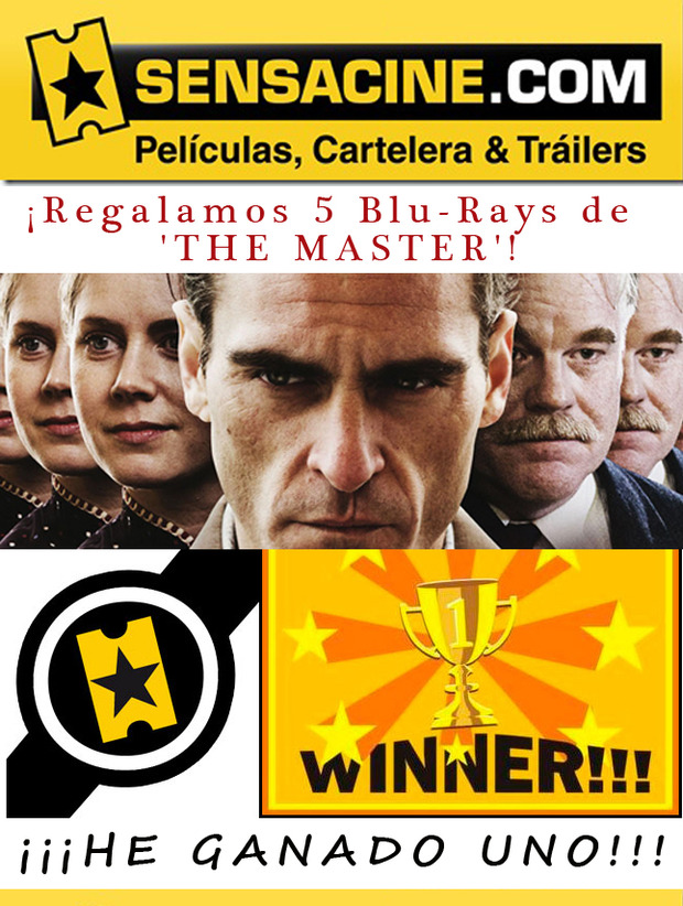 ME ACABAN DE AVISAR POR CORREO QUE HE GANADO UN BLURAY DE "THE MASTER" ¡QUE GUAY!