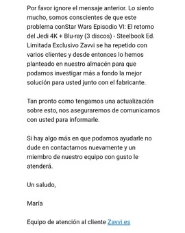 Contestación de Zavvi, Por los Arañazos del Retorno del Jedi.