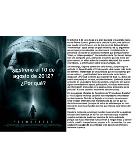 Queja por la fecha de estreno de "Prometheus"