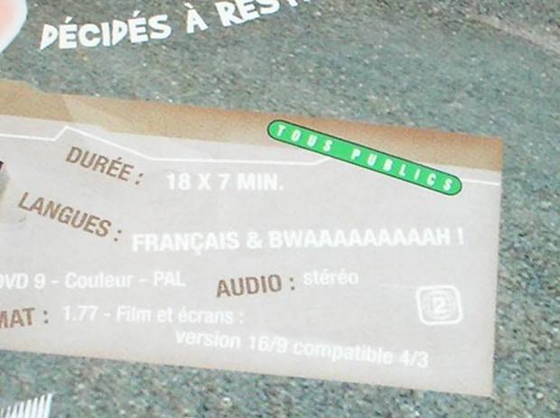 Curiosidad, idiomas de la edición francesa de la serie de los rabbids