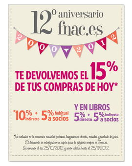 Aniversario Fnac.es - Devuelven hasta el 15%