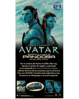 Avatar: Anuncio de cuando se puso a la venta en DVD y Blu Ray