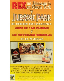 Jurassic Park: Folleto que incluia la edición VHS en su interior