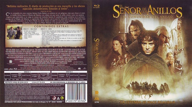 El Señor de los Anillos: La Comunidad del Anillo: Caratula Blu Ray