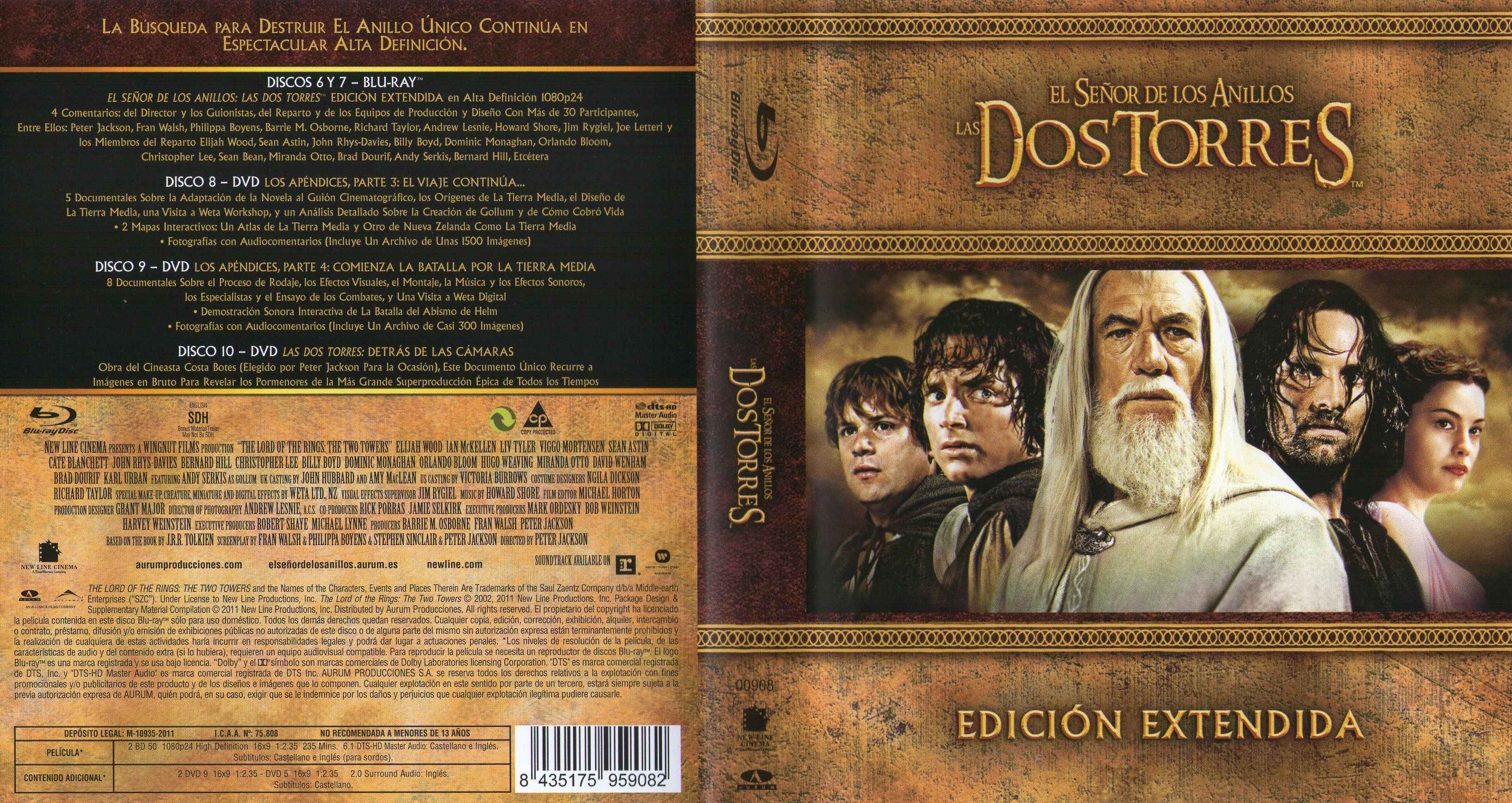 El Señor de los Anillos: Las Dos Torres: Caratula Blu Ray Versión Extendida