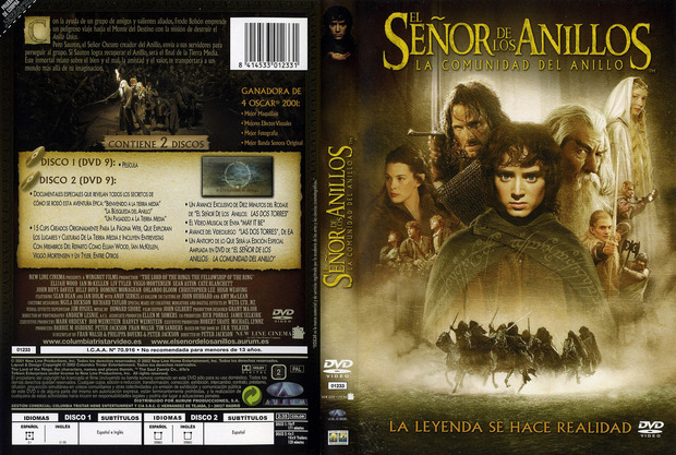 El Señor de los Anillos: La Comunidad del Anillo: Caratula DVD