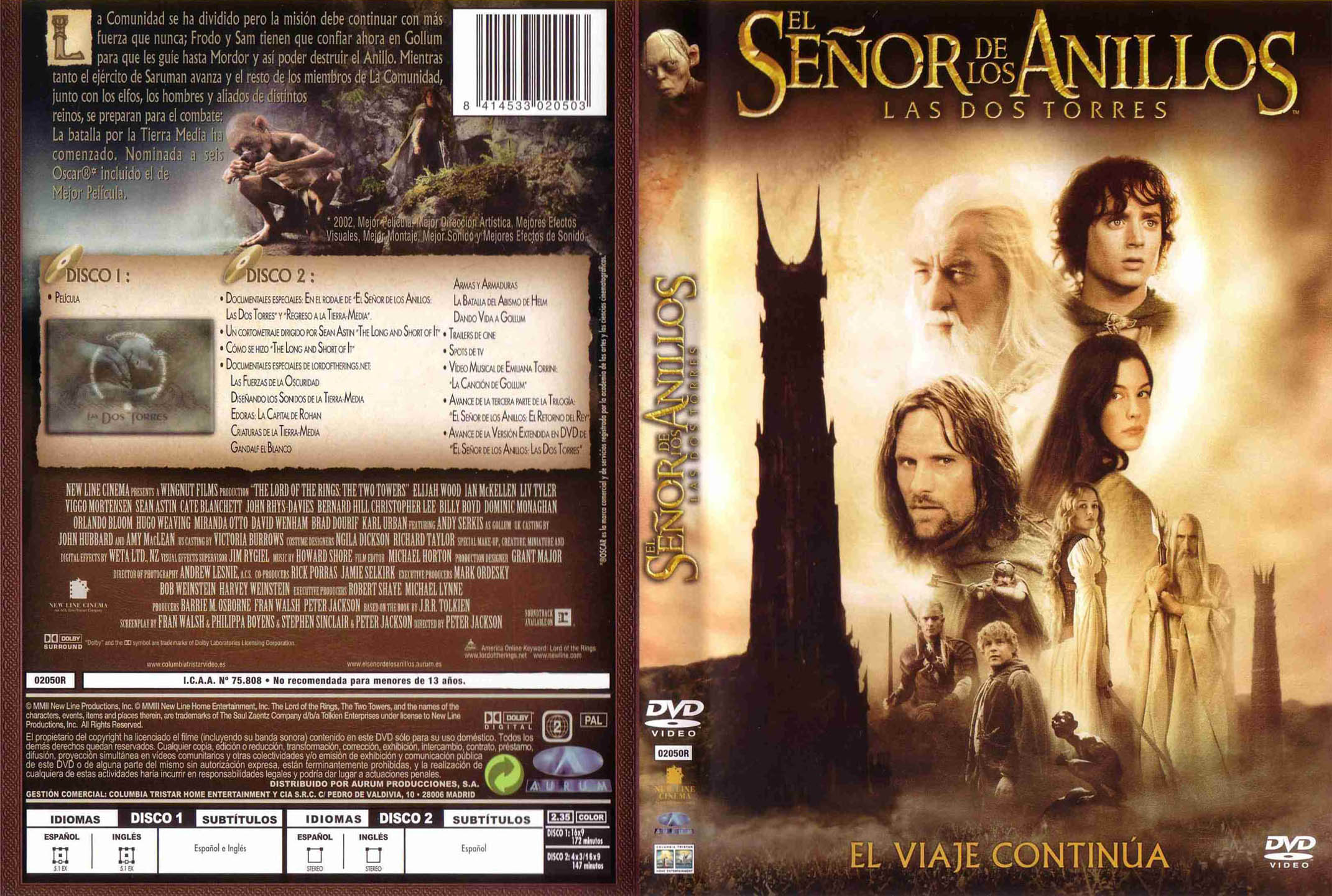 El Señor de los Anillos. Las Dos Torres. Versión Extendida. 4 x DVD