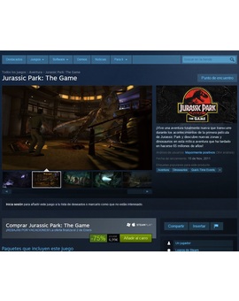 Jurassic Park The Game por solo 6.99 euros, a los fans de la peli os encantara