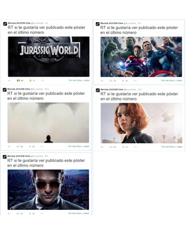 Con 80 RT y 29 FAVORITOS el poster de JURASSIC WORLD se convierte en el mas votado del día para salir en la proxima ACCION CINE