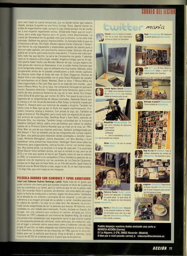 Sección Twitermania Accion Cine mes Abril 2015