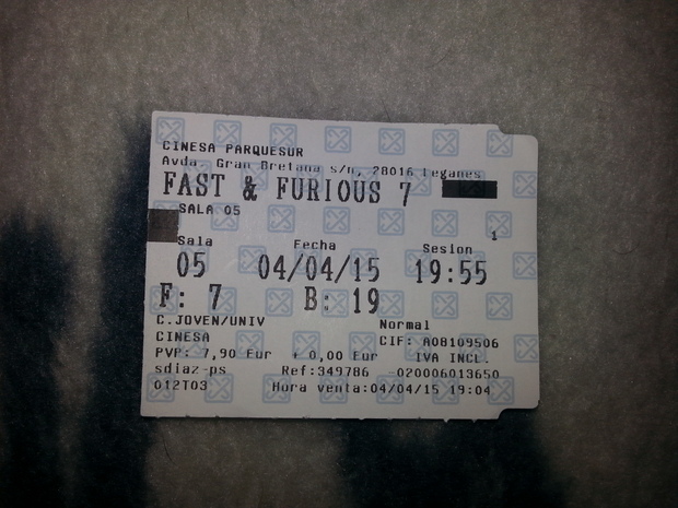 Fast & Furiuos 7: Mi critica y mi entrada
