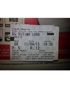 El Ultimo Lobo: Mi critica y mi entrada