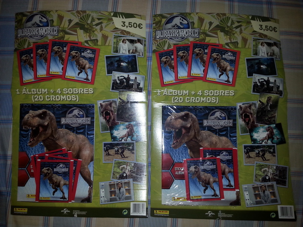 Jurassic World: Album de cromos Panini: A falta de estos 14 cromos para completarlo: ¡¡¡Si alguien los tiene repetidos que me avise, se los compro!!!