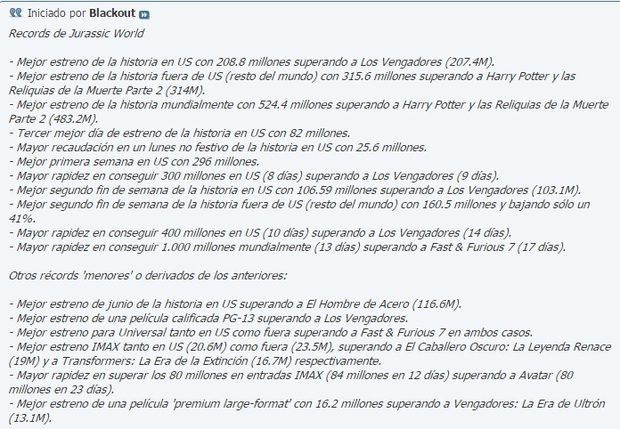 Los records de Jurassic World