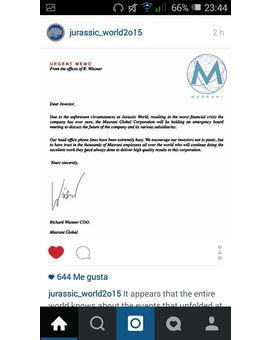 carta de Masrani Corporation: Jurassic World 2 a la vista???