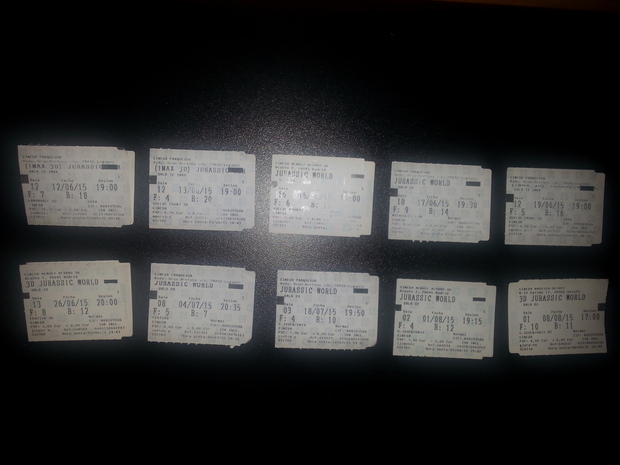 Jurassic World: Mis 10 visionados en cine de la pelicula... hasta ahora...