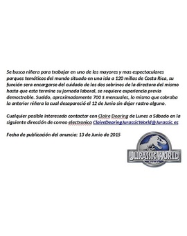 Oferta de empleo en Jurassic World