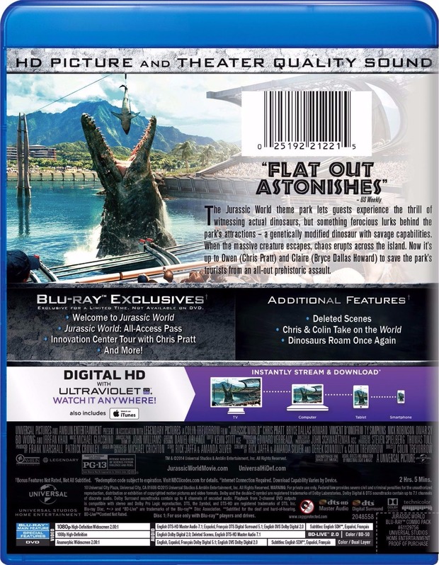 Jurassic World: Diseño de la contraportada USA,  supongo que en España sera similar