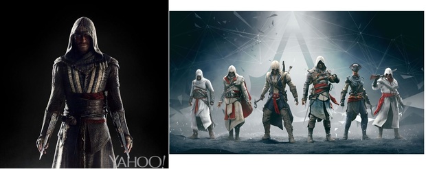 ¿Que tal os parece el traje de Asesino de Michael Fassbender en la pelicula de Assassins Creed en comparación con los vistos en los videojuegos?