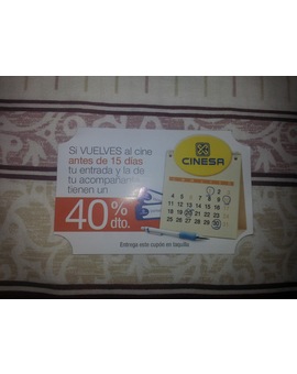 Nuevo oferta con descuento del 40% en los cines Cinesa si vuelves antes de 15 días