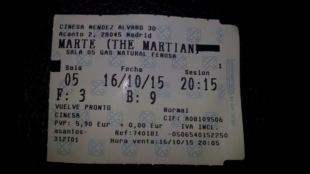 Marte (The Martian): Mi Critica y mi Entrada